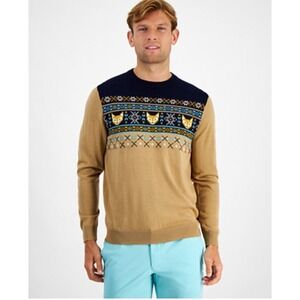 Club Room Men's Fair Isle Fox Merino Blend Sweater Tan XXL